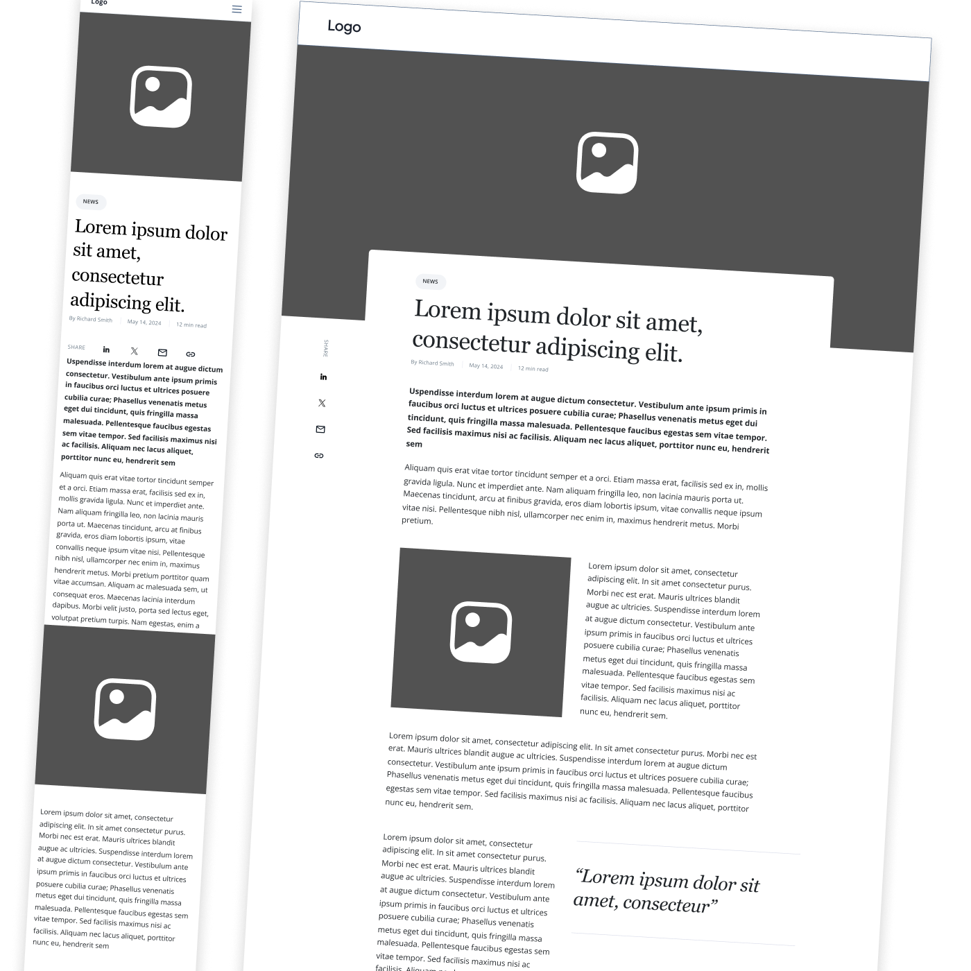 Mobile and desktop wireframe set for the redesigned site